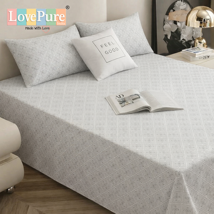 Lovepure India Glace Cotton Bedsheet Set with 2 Pillow Covers, 275 x 275 cm, Super King Size, 3 Piece(Summer Sky Meadow)