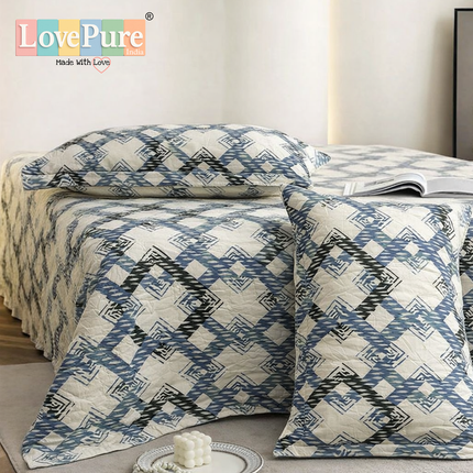 Lovepure India Glace Cotton Bedsheet Set with 2 Pillow Covers, 275 X 275 cm,Super King Size, 3 Piece(Sandstone Botanical)