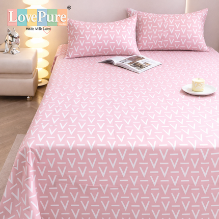 Lovepure India Glace Cotton Bedsheet Set with 2 Pillow Covers, 275 X 275 cm,Super King Size, 3 Piece(Pewter Fleur Lattice)