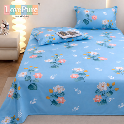 Lovepure India Glace Cotton Bedsheet Set with 2 Pillow Covers, 275 x 275 cm, Super King Size, 3 Piece(Urban Grey Arrow)