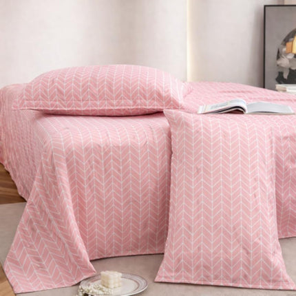Lovepure India Glace Cotton Bedsheet Set with 2 Pillow Covers, 275 X 275 cm,Super King Size, 3 Piece(Blush Pink Herringbone)