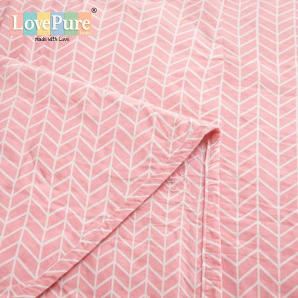 Lovepure India Glace Cotton Bedsheet Set with 2 Pillow Covers, 275 X 275 cm,Super King Size, 3 Piece(Blush Pink Herringbone)