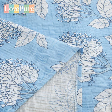 Lovepure India Glace Cotton Bedsheet Set with 2 Pillow Covers, 275 X 275 cm,Super King Size, 3 Piece(Mist Blue Bloom)