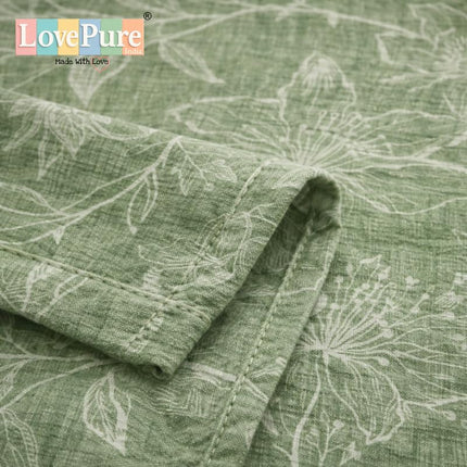 Lovepure India Glace Cotton Bedsheet Set with 2 Pillow Covers, 275 X 275 cm, Floral Pattern, Super King Size, 3 Piece(Olive Gardenia)
