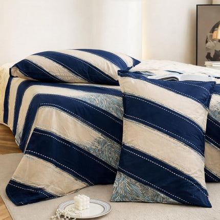 Lovepure India Glace Cotton Bedsheet Set with 2 Pillow Covers, 275 x 275 cm, Super King Size, 3 Piece (Oceanic Indigo Drift)