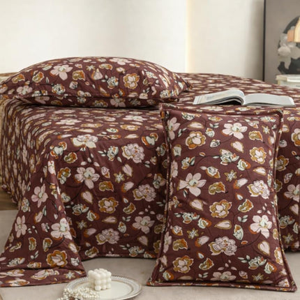 Lovepure India Glace Cotton Bedsheet Set with 2 Pillow Covers, 275 X 275 cm,Super King Size, 3 Piece(Mulberry Autumn Bloom)