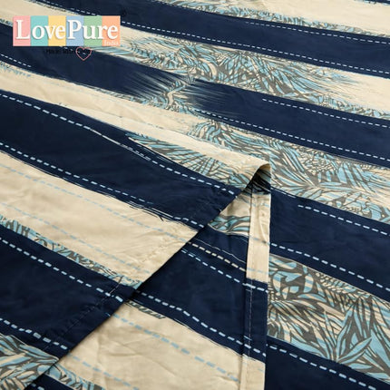 Lovepure India Glace Cotton Bedsheet Set with 2 Pillow Covers, 275 x 275 cm, Super King Size, 3 Piece (Oceanic Indigo Drift)