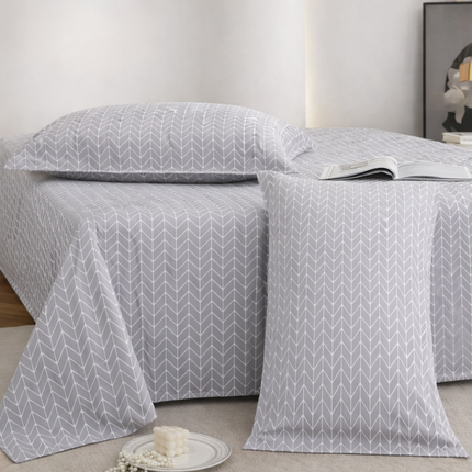 Lovepure India Glace Cotton Bedsheet Set with 2 Pillow Covers, 275 X 275 cm,Super King Size, 3 Piece(Nordic Lattice Slate)