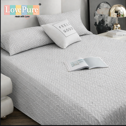 Lovepure India Glace Cotton Bedsheet Set with 2 Pillow Covers, 275 X 275 cm,Super King Size, 3 Piece(Nordic Lattice Slate)