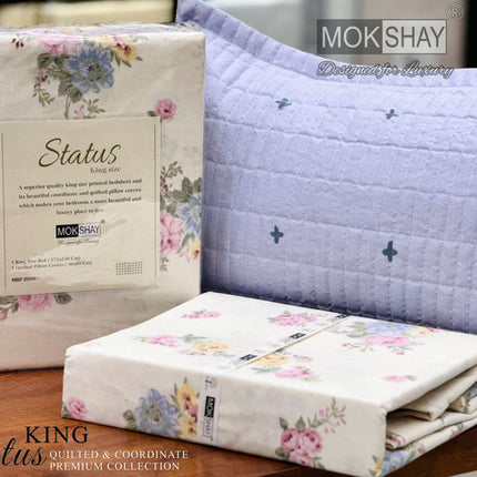 STATUS KING SIZE QUILTED BEDSHEET WITH 2 PILLOW COVERS