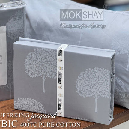 CUBIC 400TC JACQUARD PURE ORGANIC COTTON SUPERKING(110x110) PREMIUM BEDSPREAD WITH 2 PILLOW COVERS