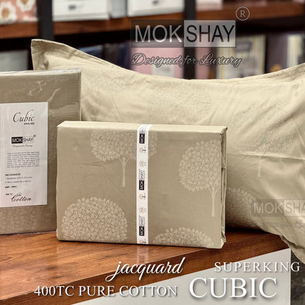 CUBIC 400TC JACQUARD PURE ORGANIC COTTON SUPERKING(110x110) PREMIUM BEDSPREAD WITH 2 PILLOW COVERS