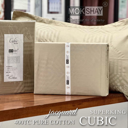 CUBIC 400TC JACQUARD PURE ORGANIC COTTON SUPERKING(110x110) PREMIUM BEDSPREAD WITH 2 PILLOW COVERS