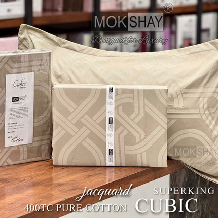 CUBIC 400TC JACQUARD PURE ORGANIC COTTON SUPERKING(110x110) PREMIUM BEDSPREAD WITH 2 PILLOW COVERS