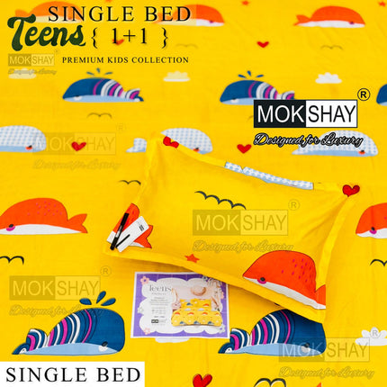 KID'S ULTRASOFT FINE COTTON PREMIUM  SINGLE BED BEDSHEET SET (1+1)