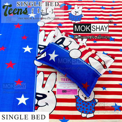 KID'S ULTRASOFT FINE COTTON PREMIUM  SINGLE BED BEDSHEET SET (1+1)
