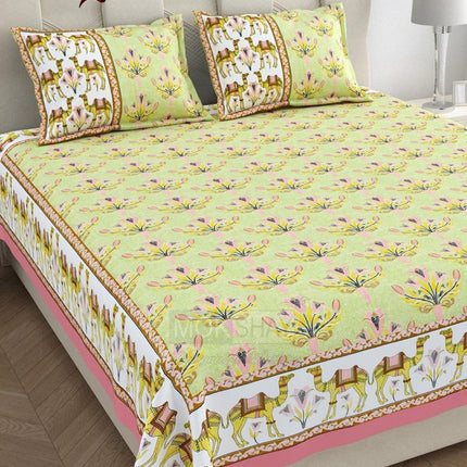KARIGARI 300TC PURE COTTON KINGSIZE BEDSHEET WITH 2 PILLOW COVERS