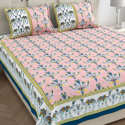 KARIGARI 300TC PURE COTTON KINGSIZE BEDSHEET WITH 2 PILLOW COVERS