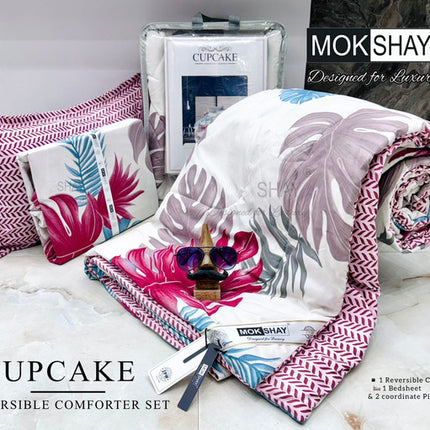 CUPCAKE 4PC LUXURIOUS HEAVY QUALITY Double Bed Quilted Comforter Set WITH BOOKFOLD BEDSHEET & 2 PILLOW COVERS (1+1+2)(FREE LEATHER BAG)