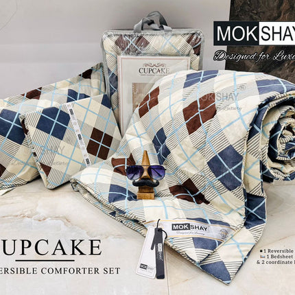 CUPCAKE 4PC LUXURIOUS HEAVY QUALITY Double Bed Quilted Comforter Set WITH BOOKFOLD BEDSHEET & 2 PILLOW COVERS (1+1+2)(FREE LEATHER BAG)