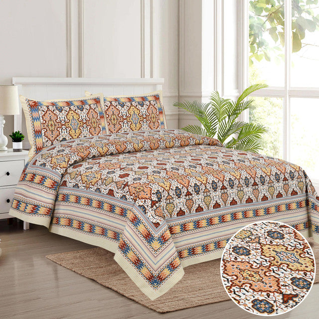 AIRAVAT 300TC ULTRASOFT PURE ORGANIC COTTON SUPERKING(120x120)PREMIUM BEDSHEET WITH 2 PILLOW COVERS
