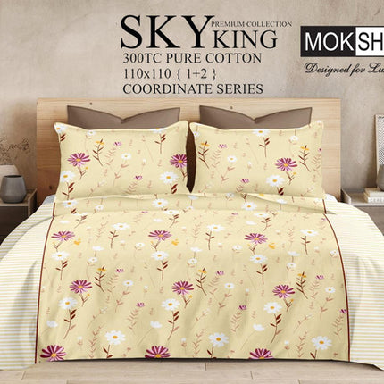 SKY 300TC ULTRASOFT PURE ORGANIC COTTON KING SIZE BEDSPREAD WITH 2 PILLOW COVERS