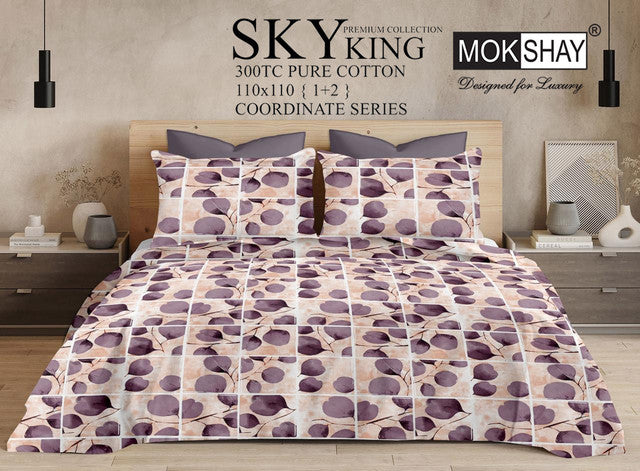 SKY 300TC ULTRASOFT PURE ORGANIC COTTON KING SIZE BEDSPREAD WITH 2 PILLOW COVERS