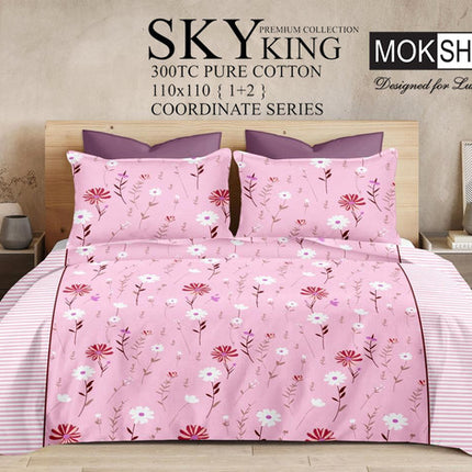 SKY 300TC ULTRASOFT PURE ORGANIC COTTON KING SIZE BEDSPREAD WITH 2 PILLOW COVERS