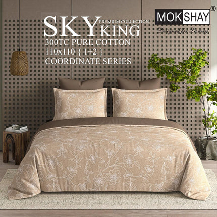 SKY 300TC ULTRASOFT PURE ORGANIC COTTON KING SIZE BEDSPREAD WITH 2 PILLOW COVERS