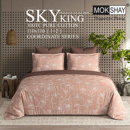 SKY 300TC ULTRASOFT PURE ORGANIC COTTON KING SIZE BEDSPREAD WITH 2 PILLOW COVERS