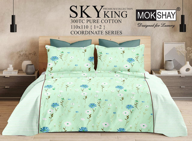 SKY 300TC ULTRASOFT PURE ORGANIC COTTON KING SIZE BEDSPREAD WITH 2 PILLOW COVERS