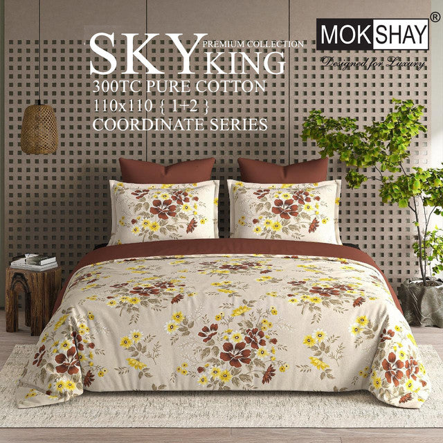 SKY 300TC ULTRASOFT PURE ORGANIC COTTON KING SIZE BEDSPREAD WITH 2 PILLOW COVERS