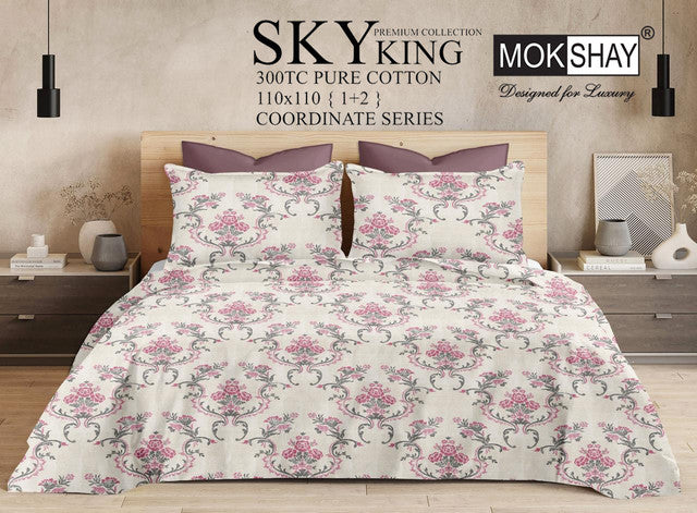 SKY 300TC ULTRASOFT PURE ORGANIC COTTON KING SIZE BEDSPREAD WITH 2 PILLOW COVERS