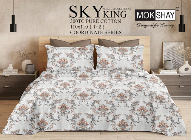 SKY 300TC ULTRASOFT PURE ORGANIC COTTON KING SIZE BEDSPREAD WITH 2 PILLOW COVERS