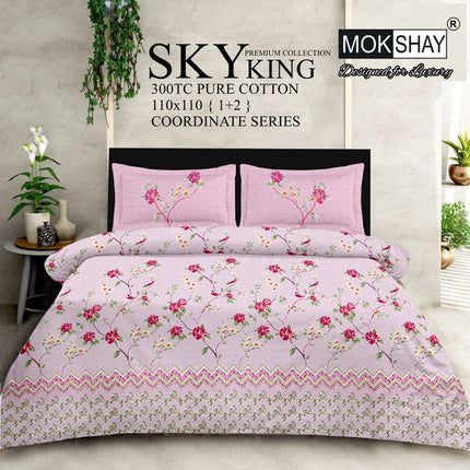 SKY 300TC ULTRASOFT PURE ORGANIC COTTON KING SIZE BEDSPREAD WITH 2 PILLOW COVERS