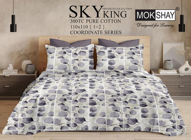 SKY 300TC ULTRASOFT PURE ORGANIC COTTON KING SIZE BEDSPREAD WITH 2 PILLOW COVERS