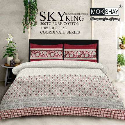 SKY 300TC ULTRASOFT PURE ORGANIC COTTON KING SIZE BEDSPREAD WITH 2 PILLOW COVERS