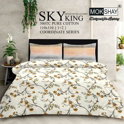 SKY 300TC ULTRASOFT PURE ORGANIC COTTON KING SIZE BEDSPREAD WITH 2 PILLOW COVERS