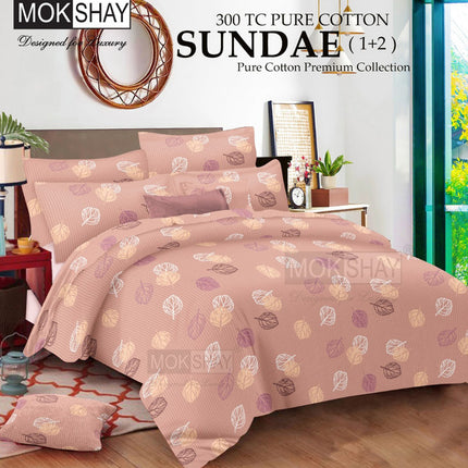 SUNDAE  300TC Pure Cotton Premium Bedsheet WITH 2 PILLOW COVERS