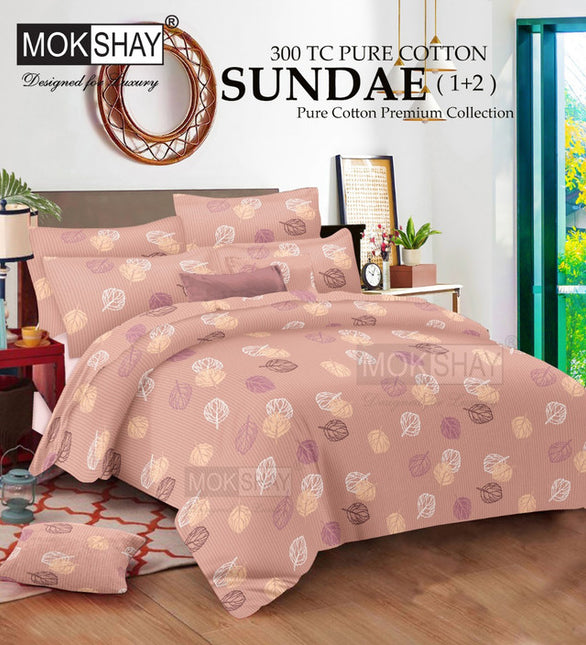SUNDAE  300TC Pure Cotton Premium Bedsheet WITH 2 PILLOW COVERS