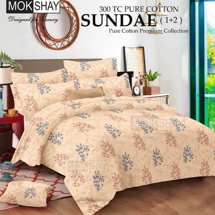 SUNDAE  300TC Pure Cotton Premium Bedsheet WITH 2 PILLOW COVERS