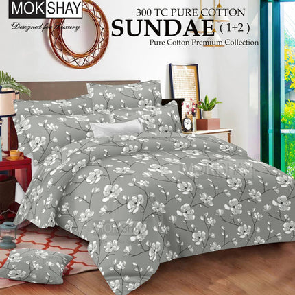 SUNDAE 300TC ULTRASOFT PURE ORGANIC COTTON PREMIUM COLLECTION { 1+2 } WITH 2 PILLOW COVERS