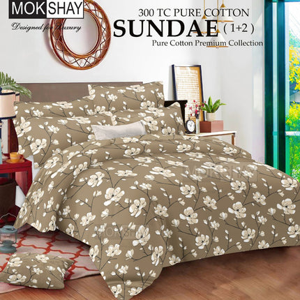 SUNDAE 300TC ULTRASOFT PURE ORGANIC COTTON PREMIUM COLLECTION { 1+2 } WITH 2 PILLOW COVERS