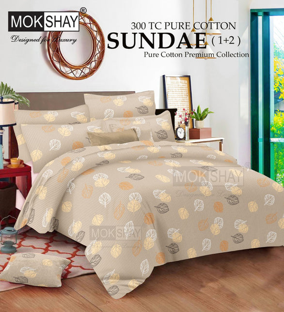 SUNDAE 300TC ULTRASOFT PURE ORGANIC COTTON PREMIUM COLLECTION { 1+2 } WITH 2 PILLOW COVERS