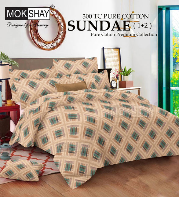SUNDAE 300TC ULTRASOFT PURE ORGANIC COTTON PREMIUM COLLECTION { 1+2 } WITH 2 PILLOW COVERS