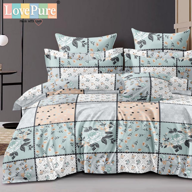 FLORIDA KING FITTED (DURABLE ELASTIC) BEDSHEET SET WITH 2 KINGSIZE PILLOW COVERS (1+2)(FITS UPTO 10 INCHES MATTRESS)