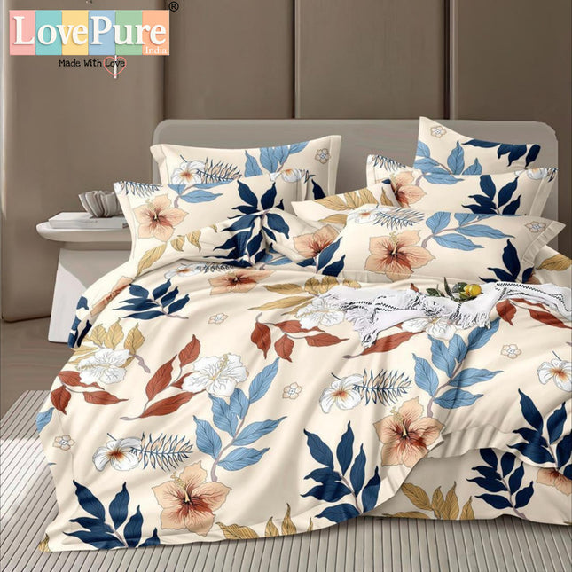 FLORIDA KING FITTED (DURABLE ELASTIC) BEDSHEET SET WITH 2 KINGSIZE PILLOW COVERS (1+2)(FITS UPTO 10 INCHES MATTRESS)