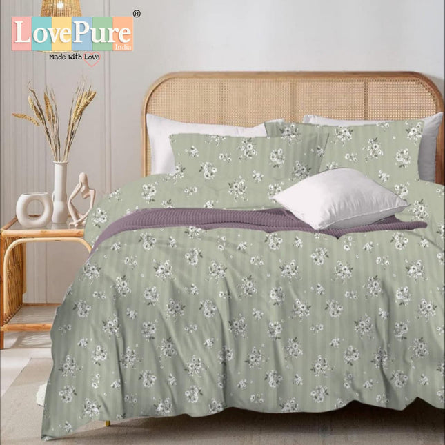 MITHAS KING FITTED (DURABLE ELASTIC) BEDSHEET WITH 2 KINGSIZE PILLOW COVERS (1+2)(FITS UPTO 10 INCHES MATTRESS)