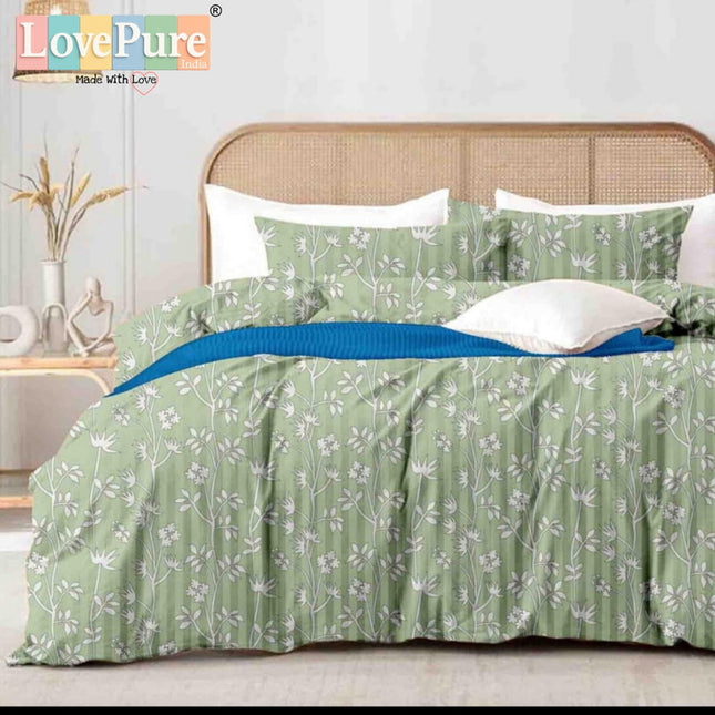 MITHAS KING FITTED (DURABLE ELASTIC) BEDSHEET WITH 2 KINGSIZE PILLOW COVERS (1+2)(FITS UPTO 10 INCHES MATTRESS)