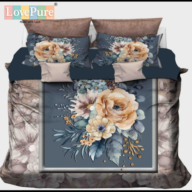 RAJGHARNA 7D DIGITAL PANEL PRINT DOUBLE(90*100) PREMIUM COLLECTION WITH 2 PILLOW COVERS(1+2)